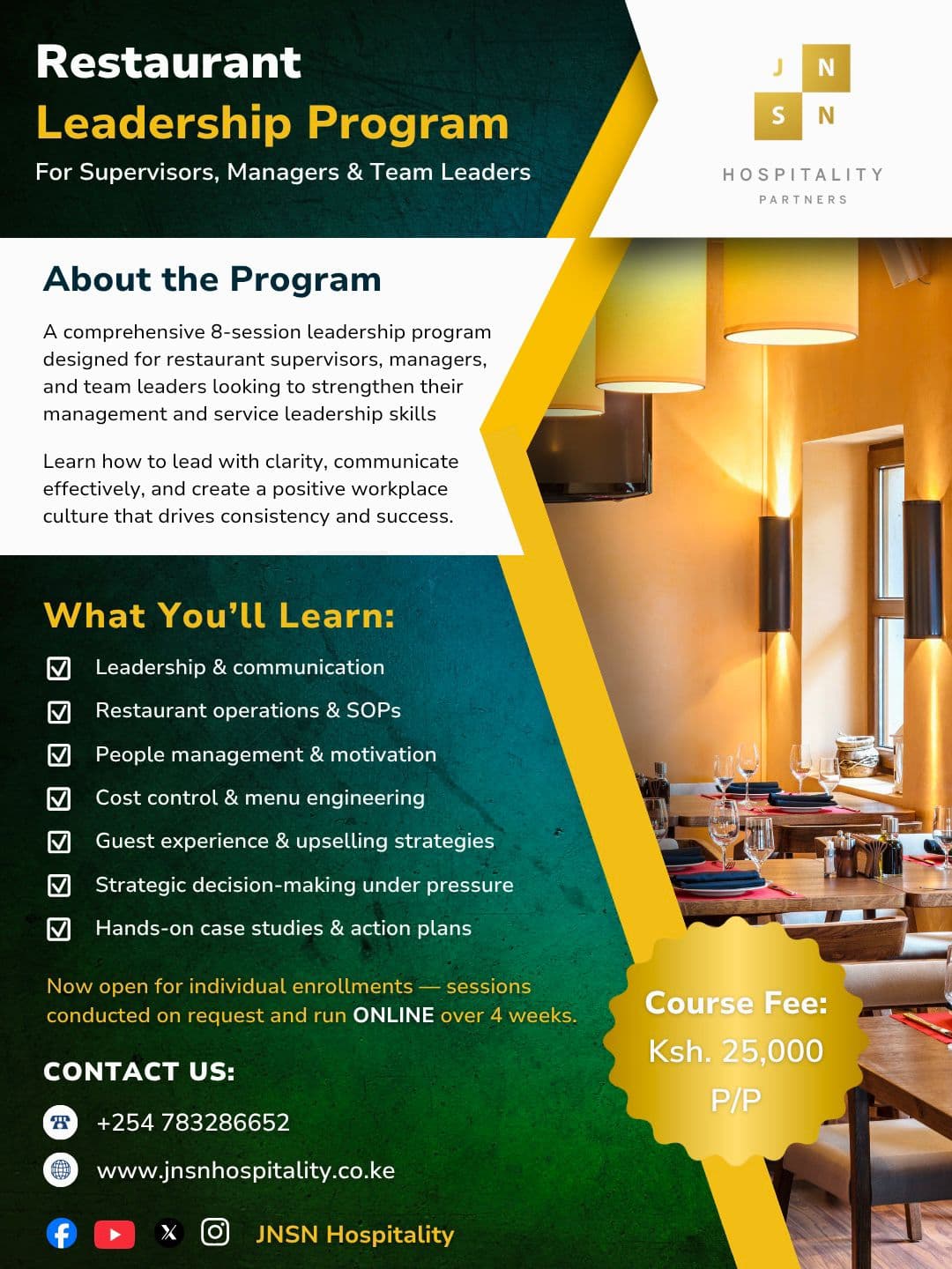 Restaurant Leadership & Management Program - Hospitality Training Kenya